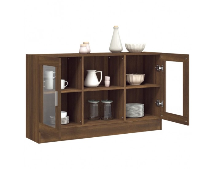 Sonata H Шкаф витрина, кафяв дъб, 120x30,5x70 см, инженерно дърво