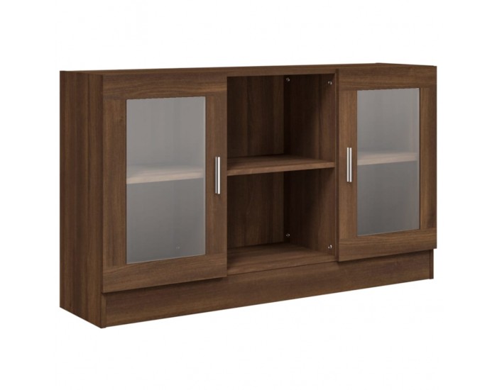 Sonata H Шкаф витрина, кафяв дъб, 120x30,5x70 см, инженерно дърво