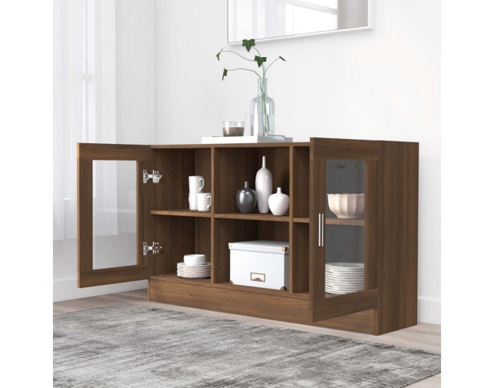 Sonata H Шкаф витрина, кафяв дъб, 120x30,5x70 см, инженерно дърво