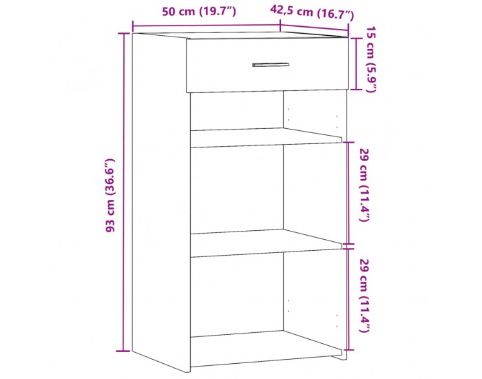 Sonata H Бюфет, бетонно сив, 50x42,5x93 см, инженерно дърво