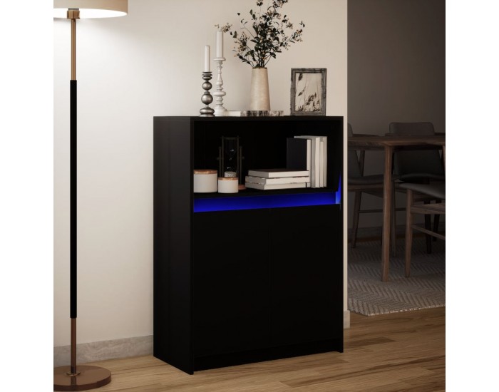 Sonata H Сайдборд с LED, черен, 72x34x100 см, инженерно дърво Sonata H Сайдборд с LED, черен, 72x34x100 см, инженерно дърво