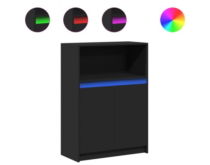 Sonata H Сайдборд с LED, черен, 72x34x100 см, инженерно дърво Sonata H Сайдборд с LED, черен, 72x34x100 см, инженерно дърво