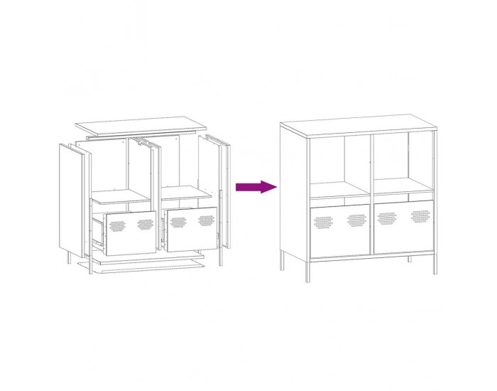 Sonata H Бюфет, маслиненозелен, 68x39x73,5 см, студеновалцувана стомана