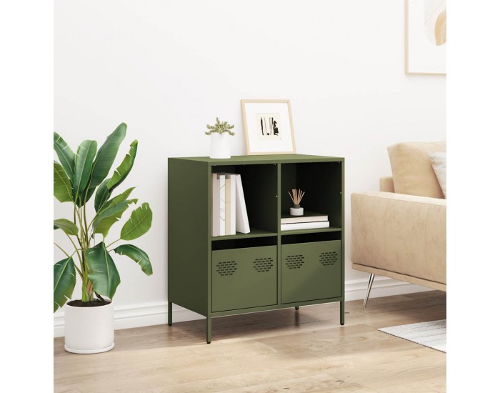 Sonata H Бюфет, маслиненозелен, 68x39x73,5 см, студеновалцувана стомана