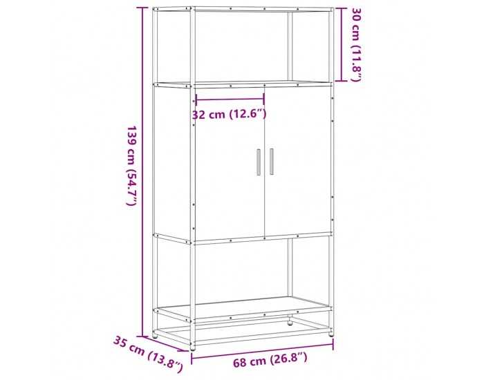 Sonata H Висока дъска Grey Sonoma 68x35x139 cm Обработено дърво и метал Sonata H Висока дъска Grey Sonoma 68x35x139 cm Обработено дърво и метал