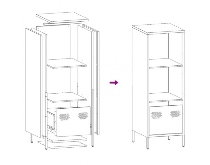 Sonata H Висок шкаф, бял, 35x39x103,5 см, стомана
