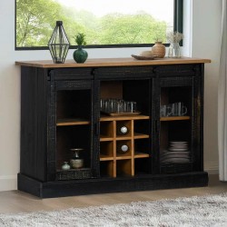 Sonata H Шкаф HALDEN 2 плъзгащи се врати черен 112x40x80 cm - Шкафове, Витрини, Модулни секции