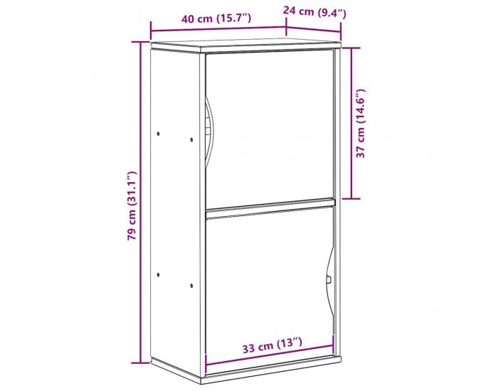 Sonata H Страничен шкаф ODDA 40x24x79 cm масивна дървесина бор Sonata H Страничен шкаф ODDA 40x24x79 cm масивна дървесина бор