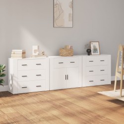 Sonata H Сайдборди, 3 бр, бели, инженерно дърво - Шкафове, Витрини, Модулни секции