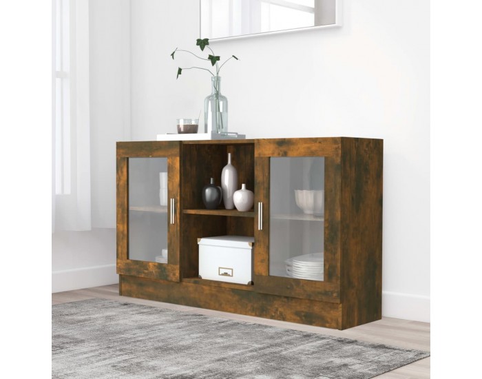 Sonata H Шкаф витрина, опушен дъб, 120x30,5x70 см, инженерно дърво