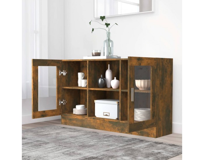 Sonata H Шкаф витрина, опушен дъб, 120x30,5x70 см, инженерно дърво