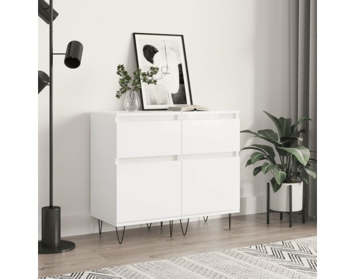 Sonata H Бюфети 2 бр бял гланц 40x35x70 см инженерно дърво