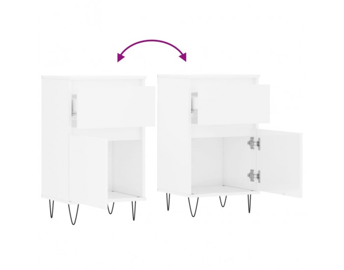 Sonata H Бюфети 2 бр бял гланц 40x35x70 см инженерно дърво