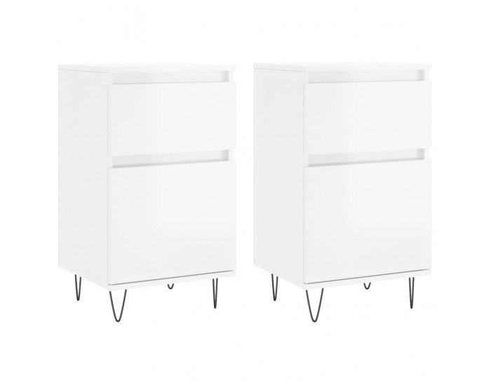 Sonata H Бюфети 2 бр бял гланц 40x35x70 см инженерно дърво