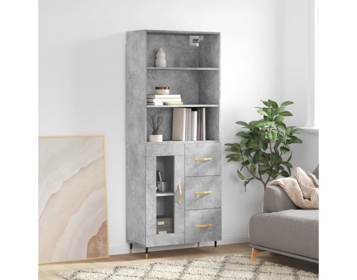 Sonata H Висок шкаф, бетонно сив, 69,5x34x180 см, инженерно дърво