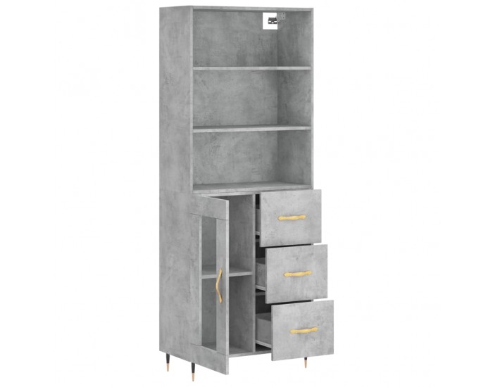 Sonata H Висок шкаф, бетонно сив, 69,5x34x180 см, инженерно дърво