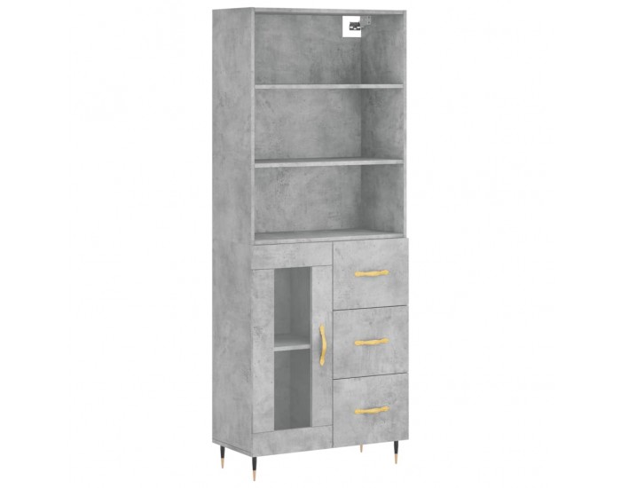 Sonata H Висок шкаф, бетонно сив, 69,5x34x180 см, инженерно дърво