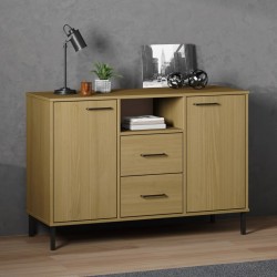 Sonata H Бюфет с метални крака кафява 113x40x77 см масивно дърво OSLO - Дневна
