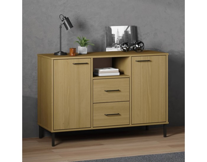 Sonata H Бюфет с метални крака кафява 113x40x77 см масивно дърво OSLO Sonata H Бюфет с метални крака кафява 113x40x77 см масивно дърво OSLO