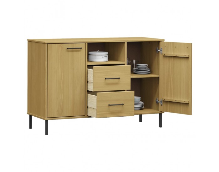 Sonata H Бюфет с метални крака кафява 113x40x77 см масивно дърво OSLO Sonata H Бюфет с метални крака кафява 113x40x77 см масивно дърво OSLO