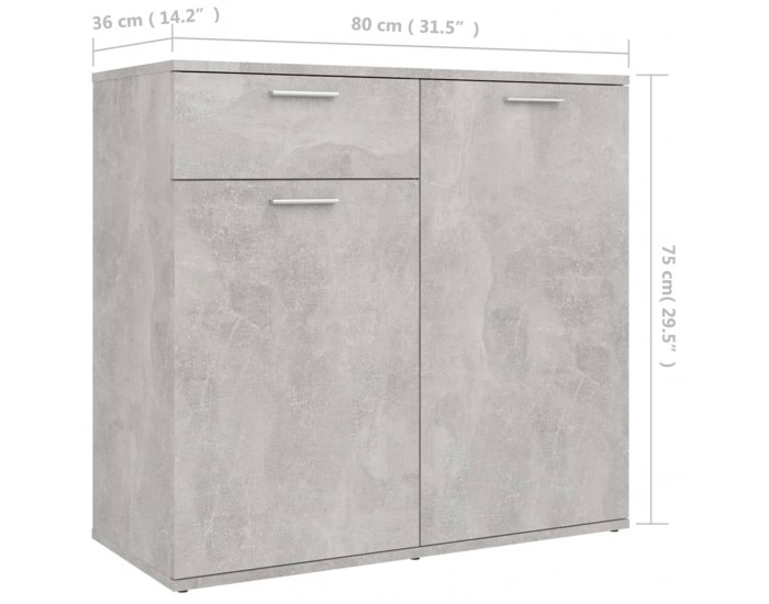 Sonata H Бюфет, бетонно сив, 80x36x75 см, инженерно дърво