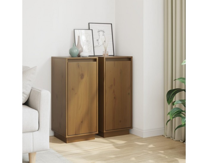 Sonata H Сайдборди, 2 бр, меденокафяви, 31,5x34x75 см, бор масив