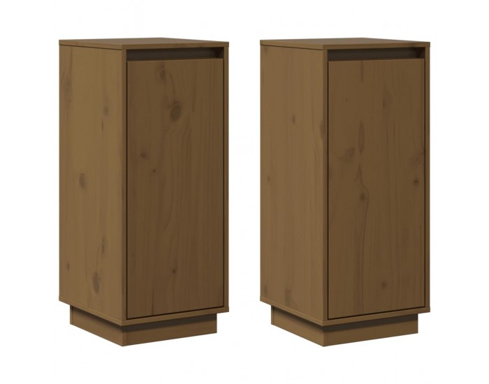 Sonata H Сайдборди, 2 бр, меденокафяви, 31,5x34x75 см, бор масив