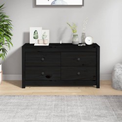Sonata H Страничен шкаф черен 100x40x54 см борово дърво масив - Шкафове, Витрини, Модулни секции