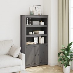 Sonata H Висок шкаф, сив, 80x35x154 см, борово дърво масив - Шкафове, Витрини, Модулни секции