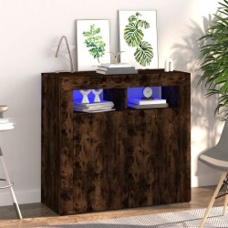 Sonata H Сайдборд с LED светлини, oпушен дъб, 80x35x75 см - Шкафове, Витрини, Модулни секции