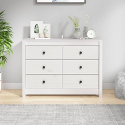 Sonata H Страничен шкаф бял 100x40x72 см борово дърво масив - Шкафове, Витрини, Модулни секции