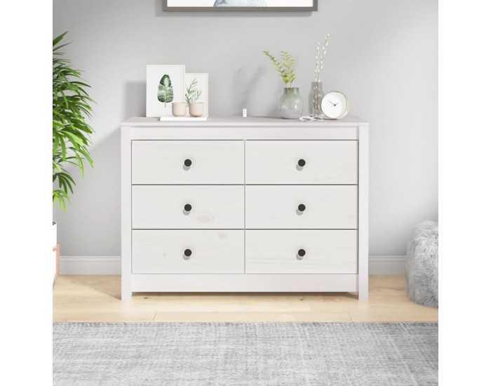 Sonata H Страничен шкаф бял 100x40x72 см борово дърво масив Sonata H Страничен шкаф бял 100x40x72 см борово дърво масив