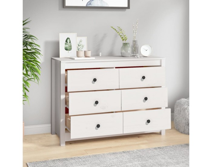 Sonata H Страничен шкаф бял 100x40x72 см борово дърво масив Sonata H Страничен шкаф бял 100x40x72 см борово дърво масив