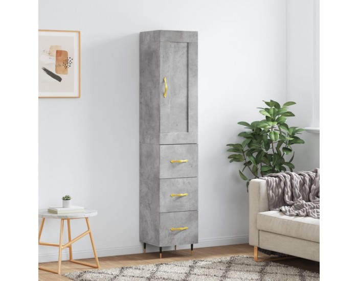 Sonata H Висок шкаф, бетонно сив, 34,5x34x180 см, инженерно дърво