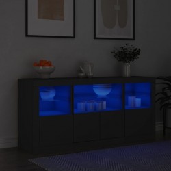 Sonata H Сайдборд с LED светлини, черен, 142,5x37x67 см - Шкафове, Витрини, Модулни секции