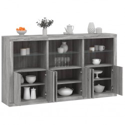 Sonata H Сайдборд с LED светлини, сив сонома, 181,5x37x100 см - Шкафове, Витрини, Модулни секции