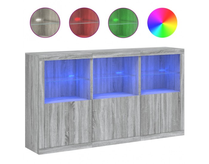 Sonata H Сайдборд с LED светлини, сив сонома, 181,5x37x100 см Sonata H Сайдборд с LED светлини, сив сонома, 181,5x37x100 см