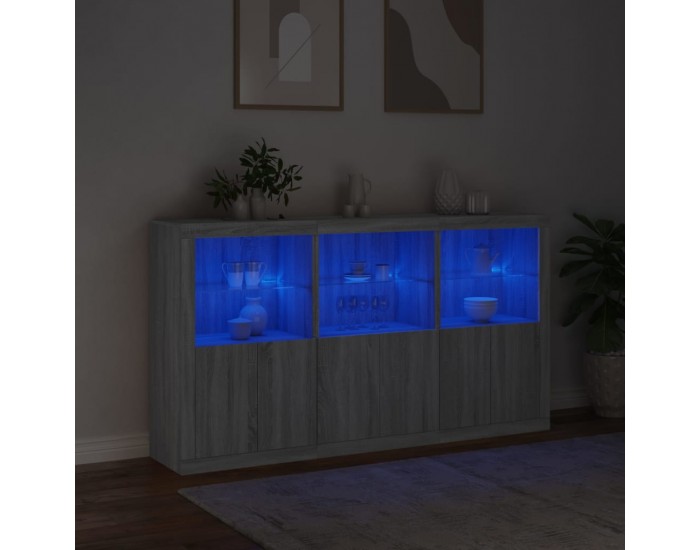 Sonata H Сайдборд с LED светлини, сив сонома, 181,5x37x100 см Sonata H Сайдборд с LED светлини, сив сонома, 181,5x37x100 см