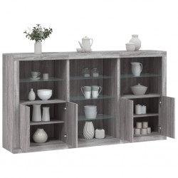 Sonata H Сайдборд с LED светлини, сив сонома, 181,5x37x100 см - Шкафове, Витрини, Модулни секции