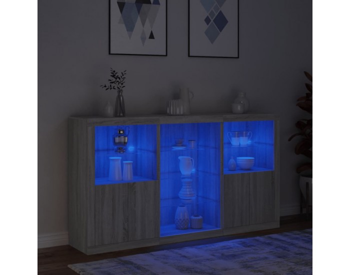 Sonata H Сайдборд с LED светлини, сив сонома, 181,5x37x100 см Sonata H Сайдборд с LED светлини, сив сонома, 181,5x37x100 см