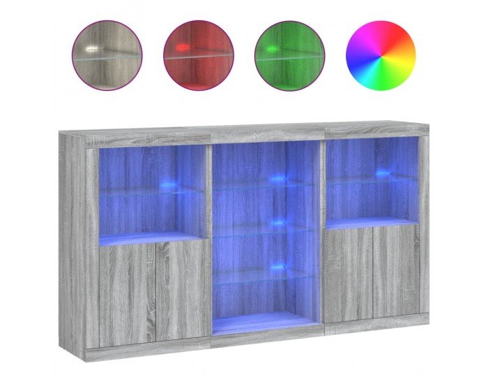 Sonata H Сайдборд с LED светлини, сив сонома, 181,5x37x100 см Sonata H Сайдборд с LED светлини, сив сонома, 181,5x37x100 см