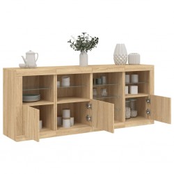 Sonata H Сайдборд с LED светлини, сонома дъб, 164x37x67 см - Шкафове, Витрини, Модулни секции