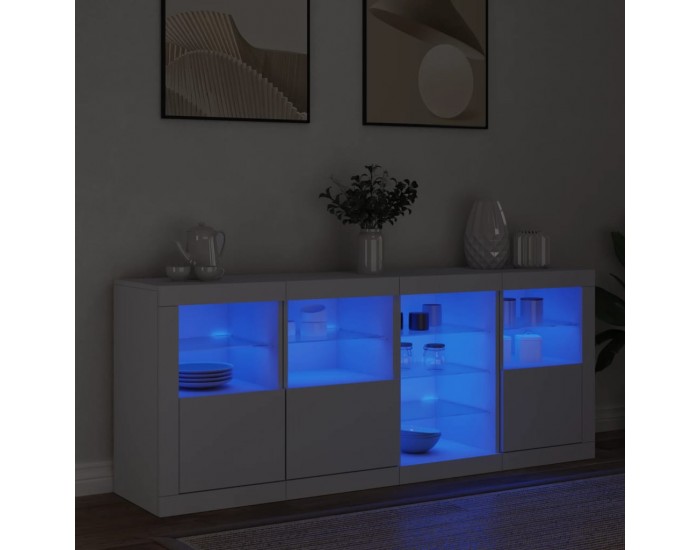 Sonata H Сайдборд с LED светлини, бял, 164x37x67 см Sonata H Сайдборд с LED светлини, бял, 164x37x67 см