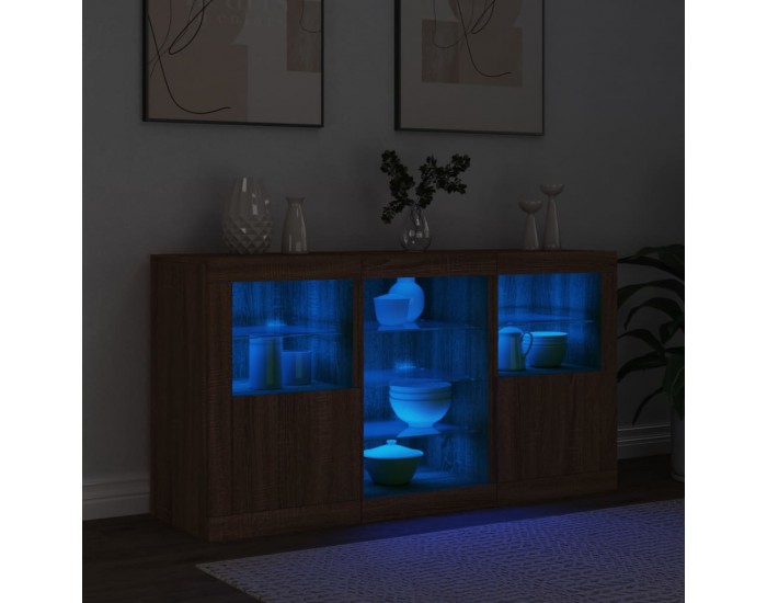Sonata H Сайдборд с LED светлини, кафяв дъб, 123x37x67 см Sonata H Сайдборд с LED светлини, кафяв дъб, 123x37x67 см