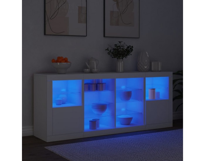 Sonata H Сайдборд с LED светлини, бял, 163x37x67 см Sonata H Сайдборд с LED светлини, бял, 163x37x67 см