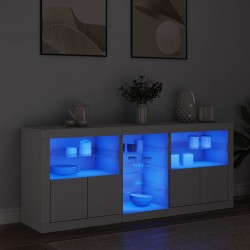 Sonata H Сайдборд с LED светлини, бял, 162x37x67 см - Шкафове, Витрини, Модулни секции