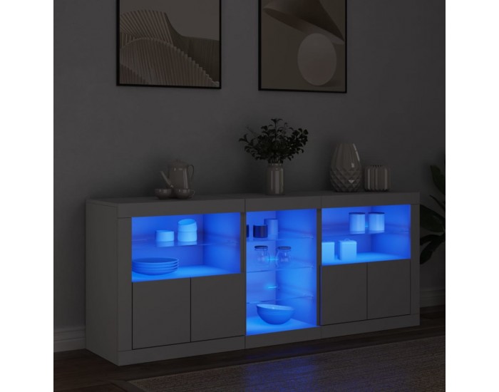 Sonata H Сайдборд с LED светлини, бял, 162x37x67 см Sonata H Сайдборд с LED светлини, бял, 162x37x67 см