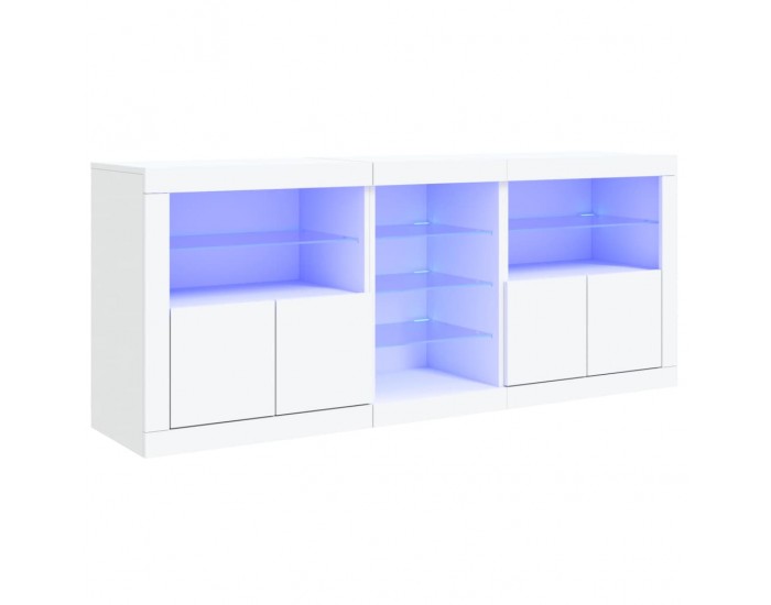 Sonata H Сайдборд с LED светлини, бял, 162x37x67 см Sonata H Сайдборд с LED светлини, бял, 162x37x67 см