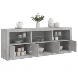 Sonata H Сайдборд с LED светлини, бетонно сив, 181,5x37x67 см - Шкафове, Витрини, Модулни секции