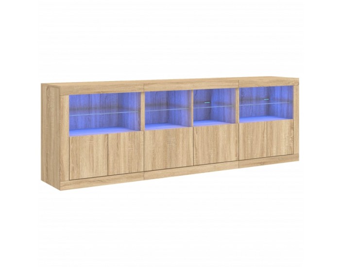 Sonata H Сайдборд с LED светлини, сонома дъб, 202x37x67 см Sonata H Сайдборд с LED светлини, сонома дъб, 202x37x67 см